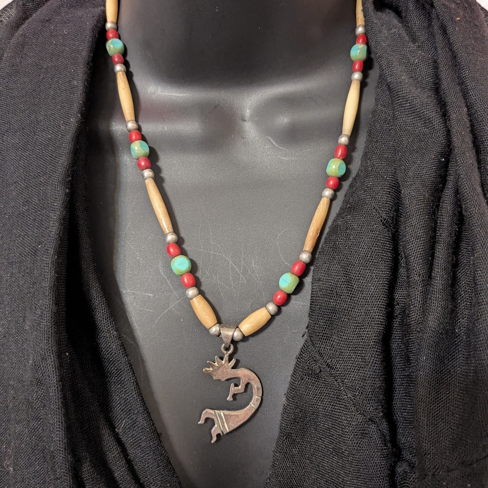 Vintage Sterling Silver Kokopelli Artisan Necklace